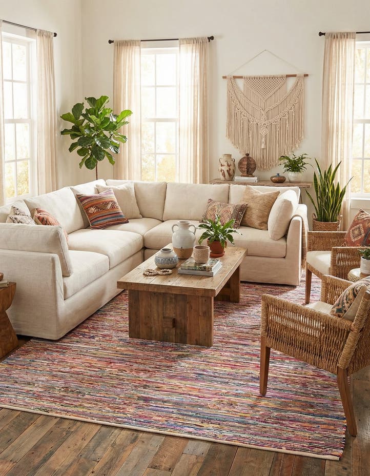 10' x 14' Hand Woven Chindi Cotton Rug