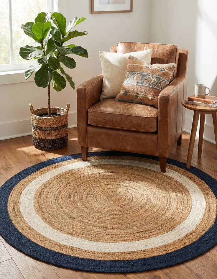 Detail image of 6' 1 x 6' 1  Hand Braided Jute Round Rug