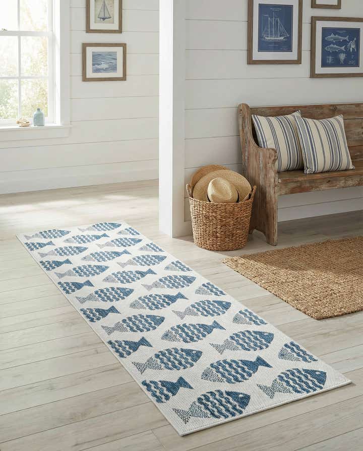 2' x 8' Easy-Clean Coastal Indoor / Outdoor Runner Rug