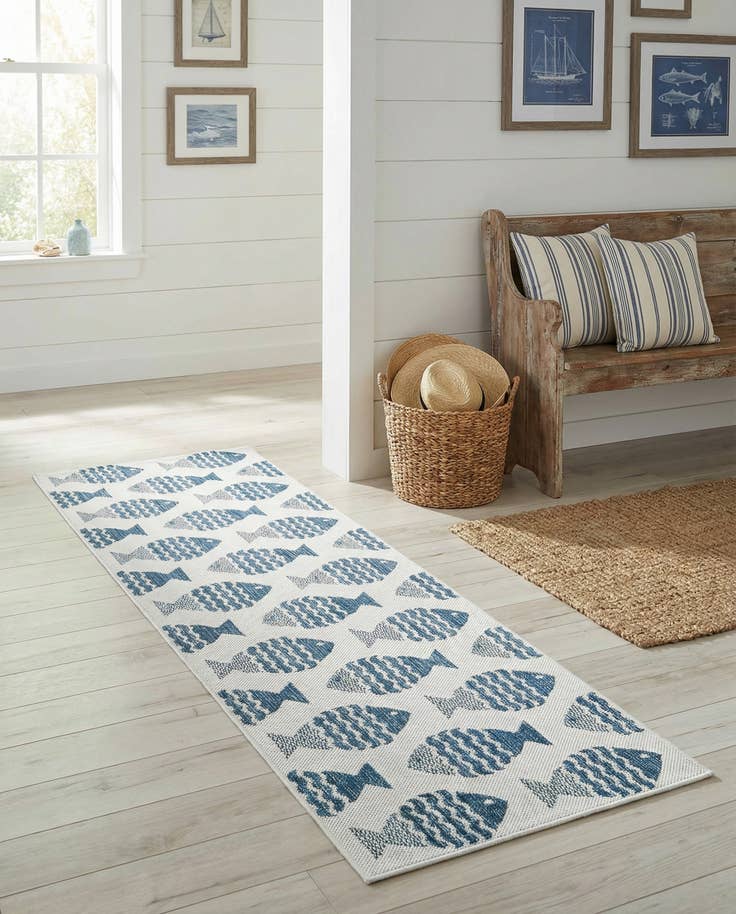Detail image of 2' x 8' Easy-Clean Coastal Indoor / Outdoor Runner Rug