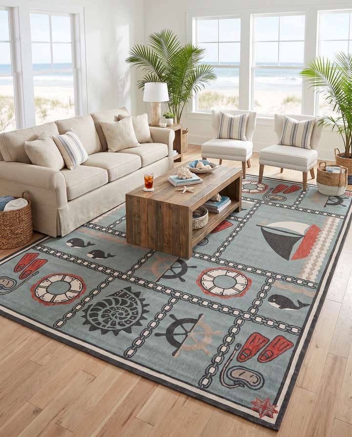 9' x 12' Easy-Clean Coastal Indoor / Outdoor Rug