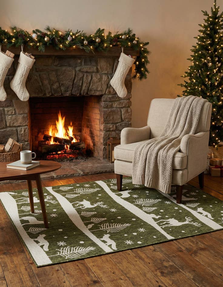 Detail image of  4' x 6'  Washable Holiday Indoor / Outdoor Rug
