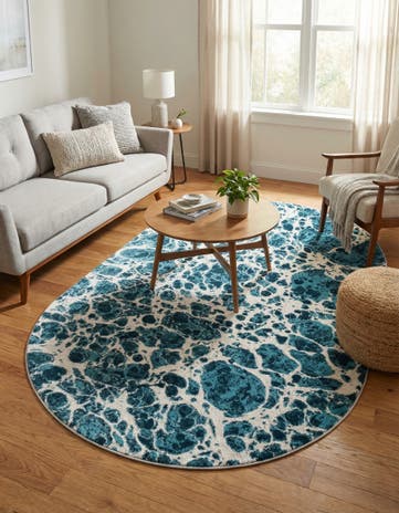 Blue Oasis Oval Rug
