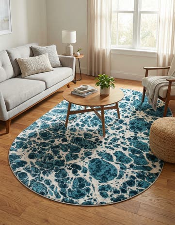 Blue Oasis Oval Rug