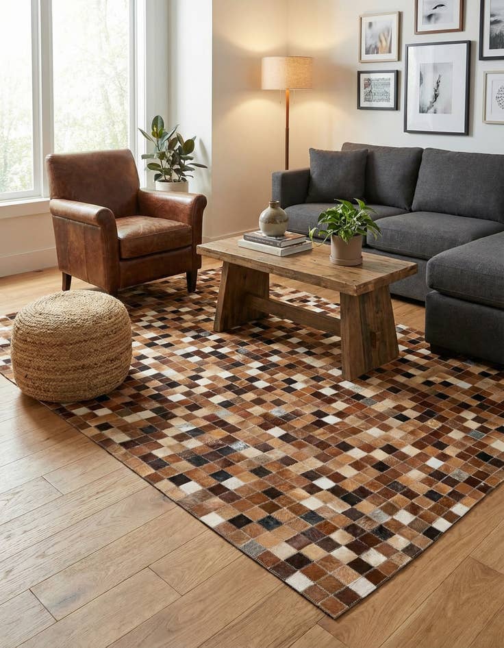 Detail image of 4' x 5' 11 Cowhide Stocks Rug