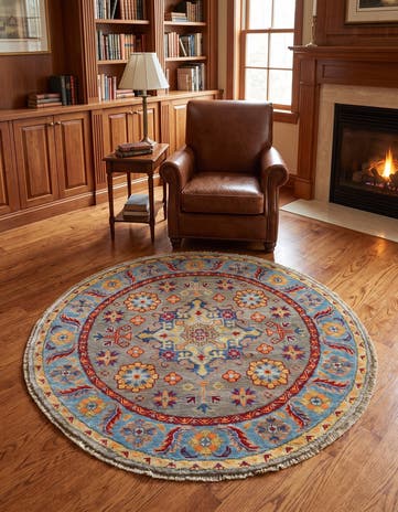 3' 3 x 3' 4 Hand Knotted Kazak Round Rug