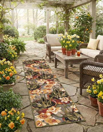 2' 7 x 12' Easy-Clean Botanical Indoor / Outdoor Runner Rug