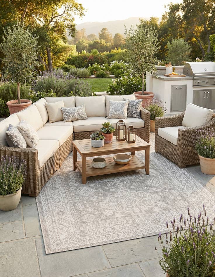 Detail image of  7' x 10'  Washable Aztec Indoor / Outdoor Rug