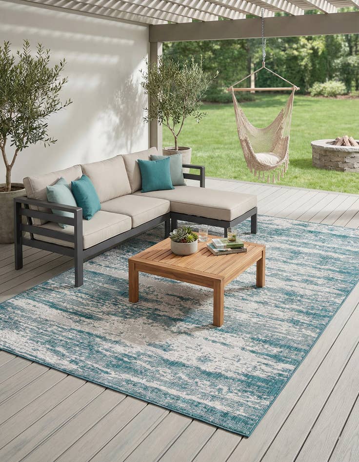 Detail image of  7' 10 x 11'  Washable Modern Indoor / Outdoor Rug