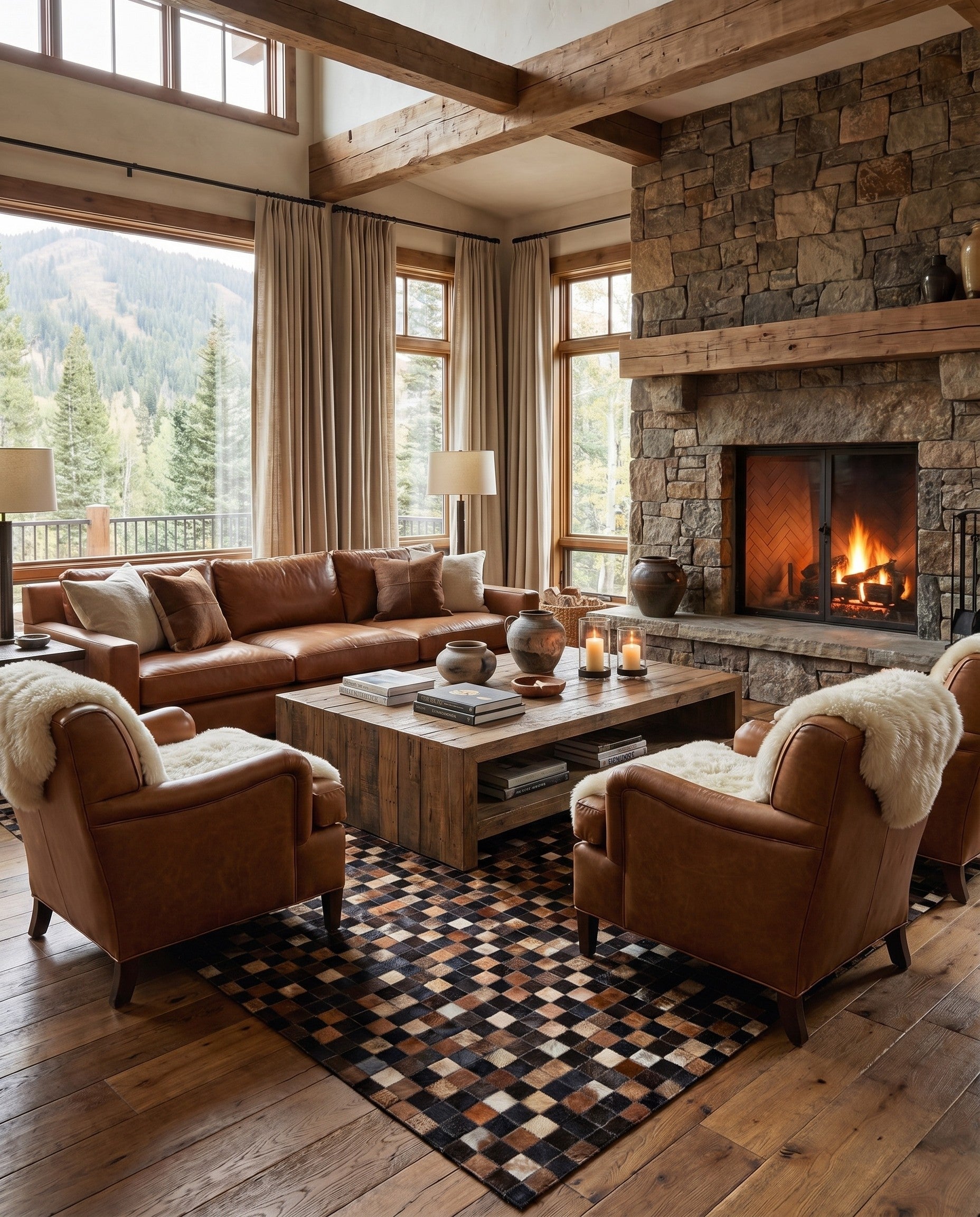 5' x 8' Cowhide Leather Rug