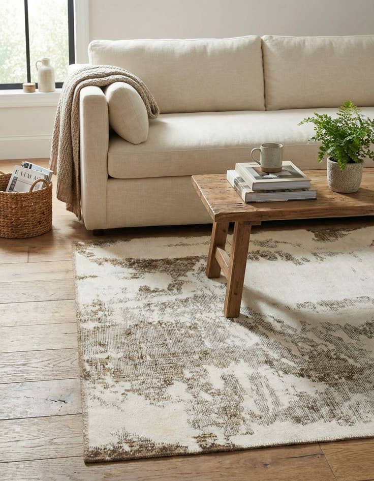 Detail image of 3' 10 x 4'  Hand Knotted Ultra Vintage Persian Wool Square Rug