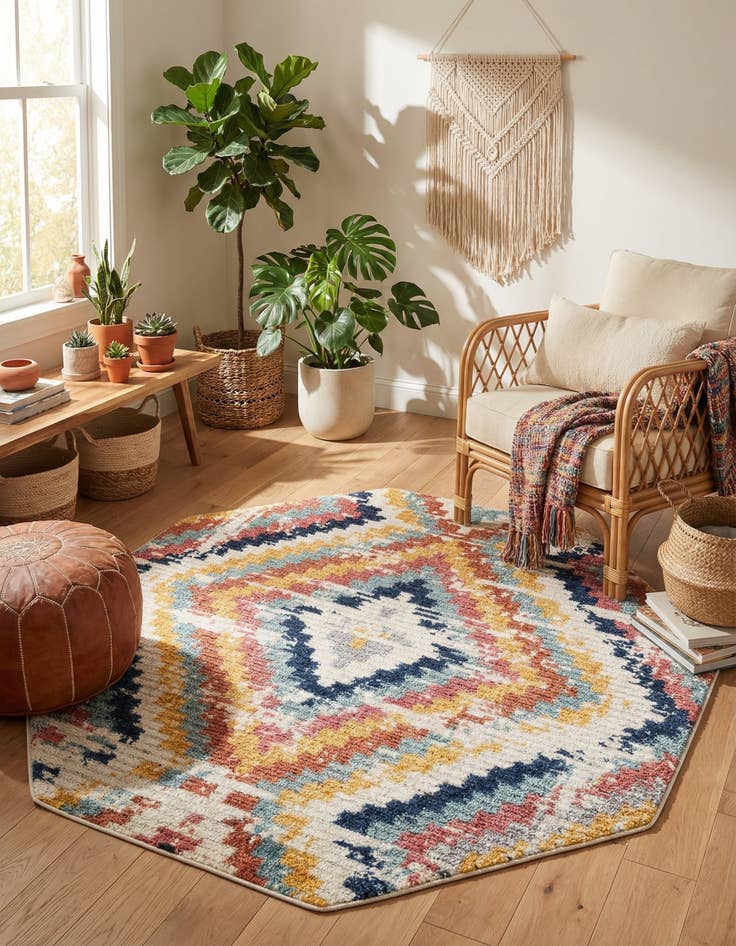 Detail image of 5' 3 x 5' 3 Tagine Octagon Rug