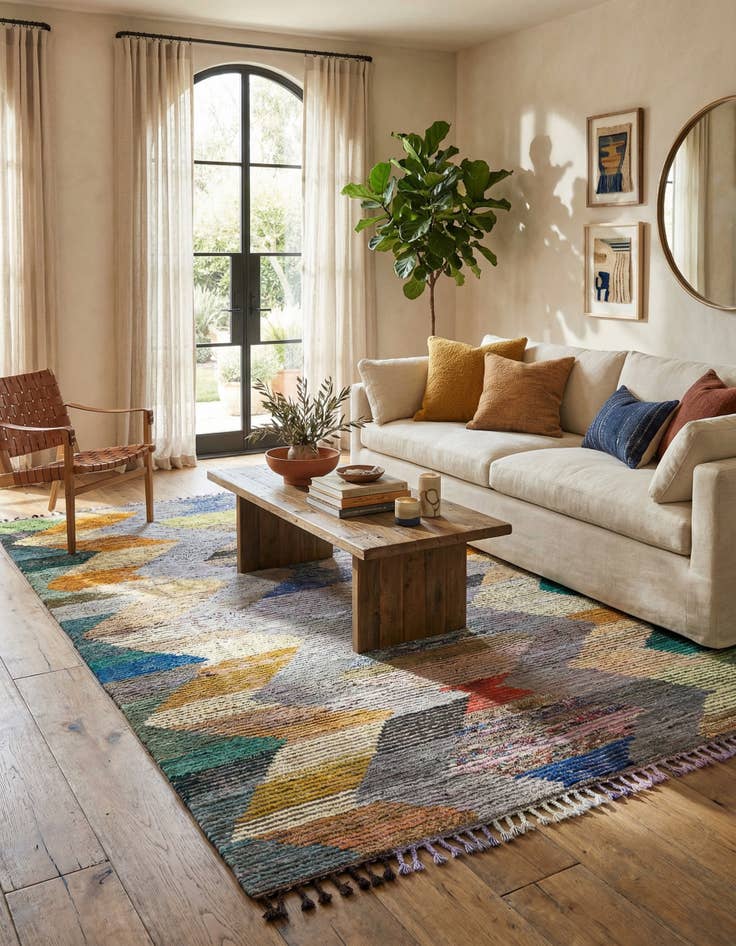 Detail image of 9' 3 x 12' 3 Hand Knotted Moroccan Wool Rug