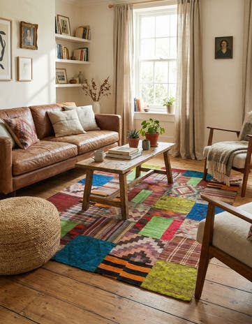 5' 5 x 7' 10 Hand Woven Kilim Patchwork Wool Rug