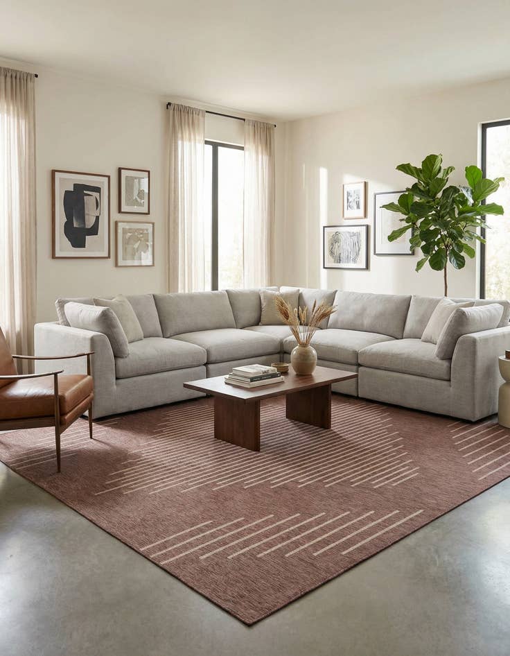 Detail image of  13' x 13'  Washable Modern Indoor / Outdoor Square Rug