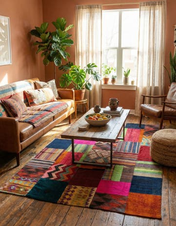 5' 6 x 7' 10 Hand Woven Kilim Patchwork Wool Rug