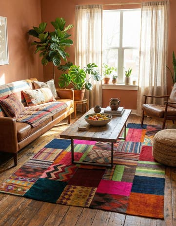 5' 6 x 7' 10 Hand Woven Kilim Patchwork Wool Rug