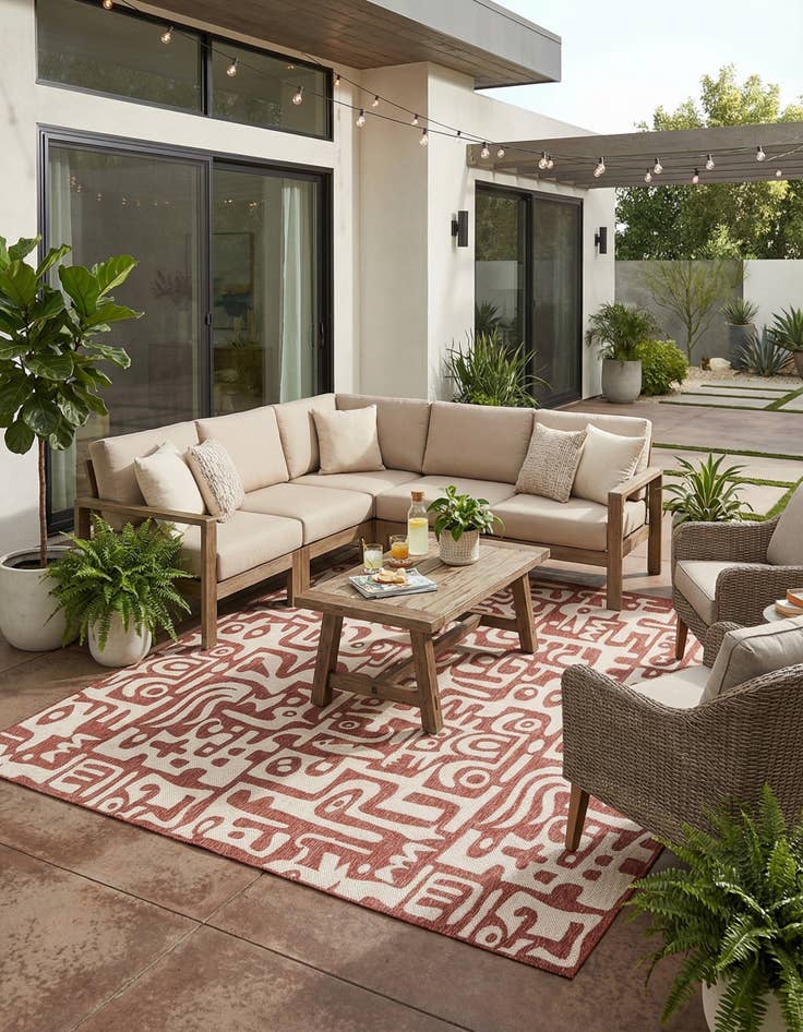 Detail image of  10' x 10'  Washable Modern Indoor / Outdoor Square Rug