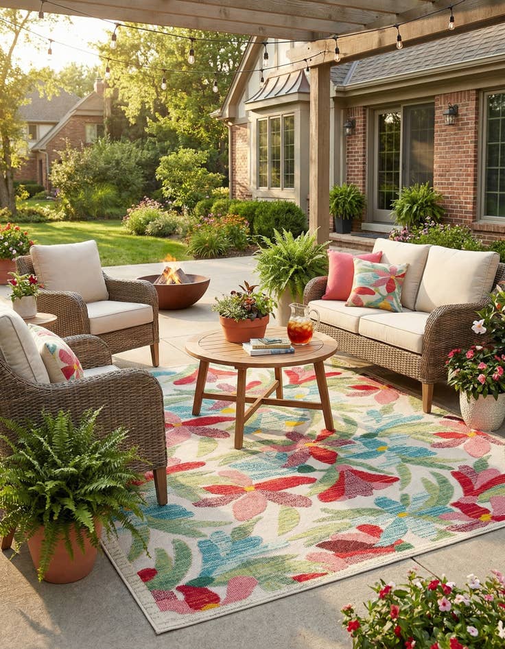 Detail image of 7' 10 x 7' 10  Washable Casablanca Indoor / Outdoor Square Rug