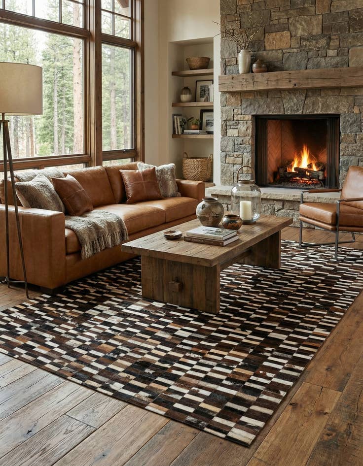 Detail image of  5' x 8' Cowhide - Patchwork Rug