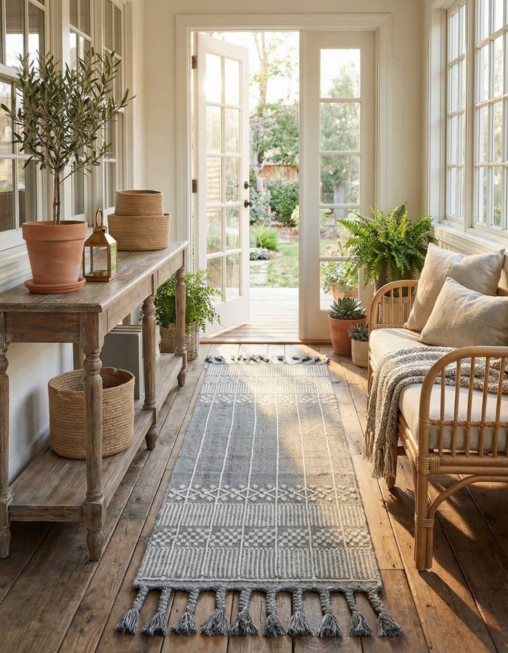 Detail image of 2' 2 x 6' 7 Easy-Clean Eco Bohemian Indoor / Outdoor Runner Rug
