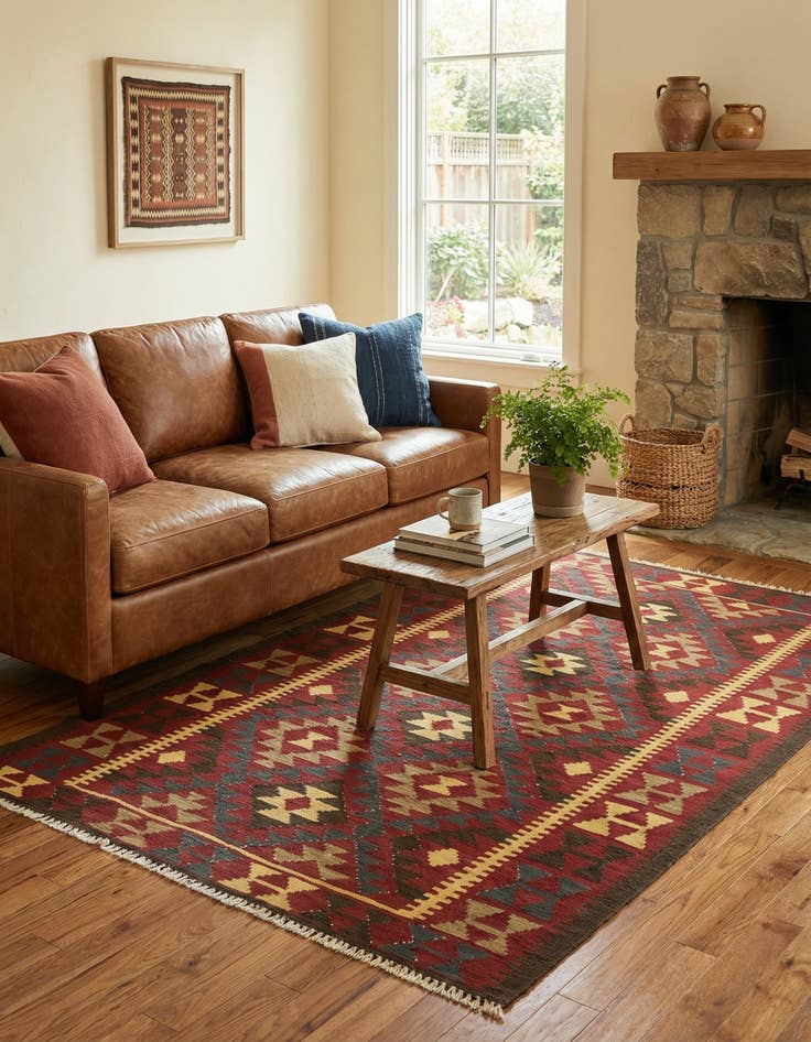 Detail image of 5' x 8' 2  Hand Woven Kilim Maymana Wool Rug