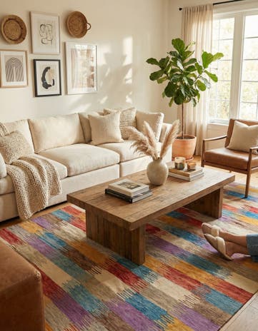 6' 7 x 10' Hand Woven Kilim Modern Wool Rug