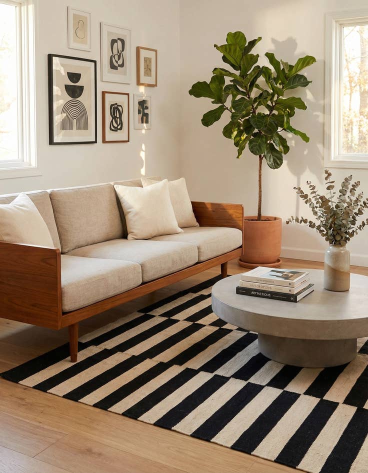 Detail image of 3' 4 x 4' 10  Hand Woven Kilim Modern Wool Rug