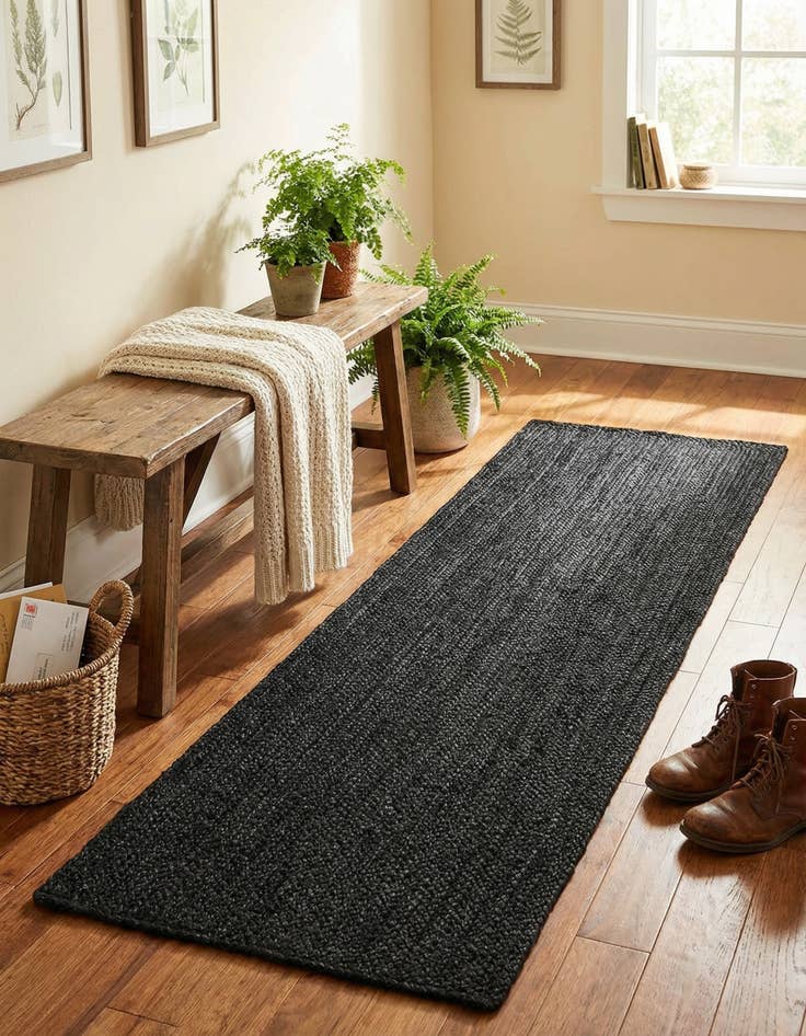 Detail image of  2' x 6' 1  Hand Braided Jute Runner Rug