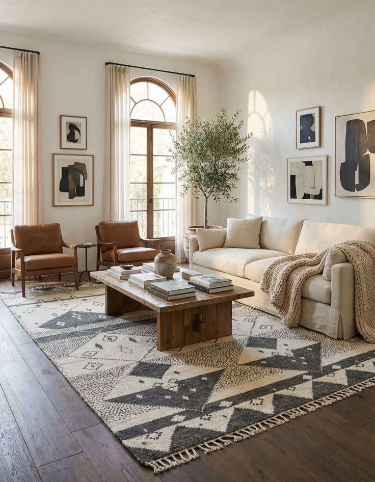 Detail image of 6' 3 x 12' 5  Hand Knotted Moroccan Wool Runner Rug