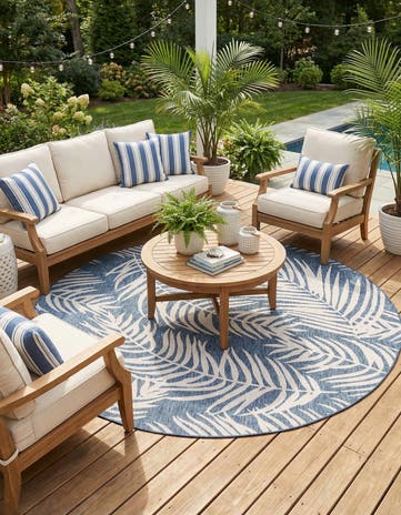 10' 8 x 10' 8 Easy-Clean Botanical Indoor / Outdoor Round Rug