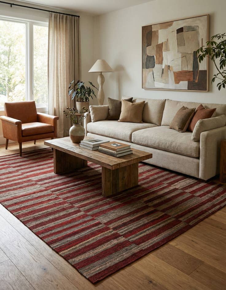 Detail image of 6' 8 x 8'  Hand Woven Kilim Modern Wool Rug