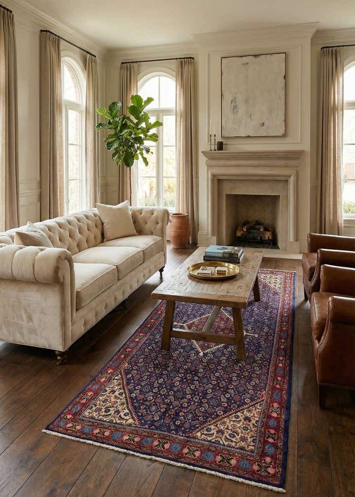 4' 5 x 9' 4 Hand Knotted Farahan Persian Wool Runner Rug