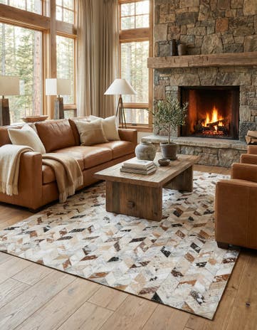 5' x 8' Cowhide Leather Rug