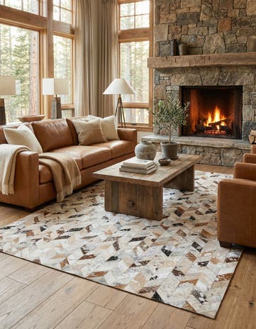 5' x 8' Cowhide Leather Rug
