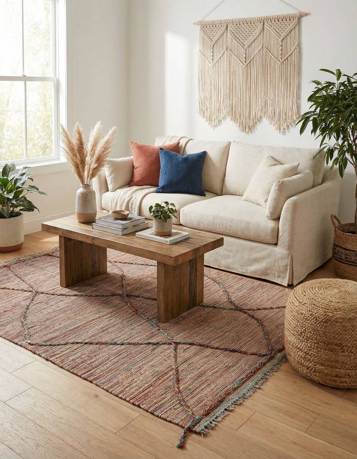 Detail image of 4' 8 x 6' 6  Hand Knotted Moroccan Wool Rug