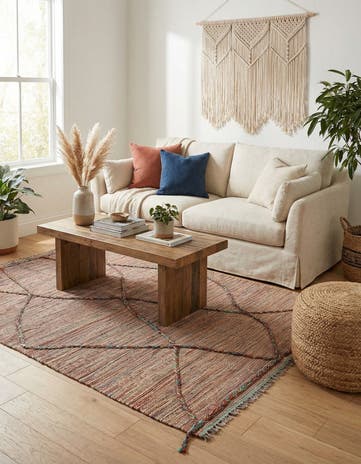 4' 8 x 6' 6 Hand Knotted Moroccan Wool Rug