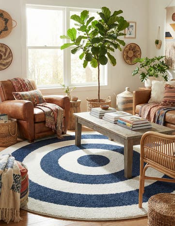 Blue Boho Round Rug