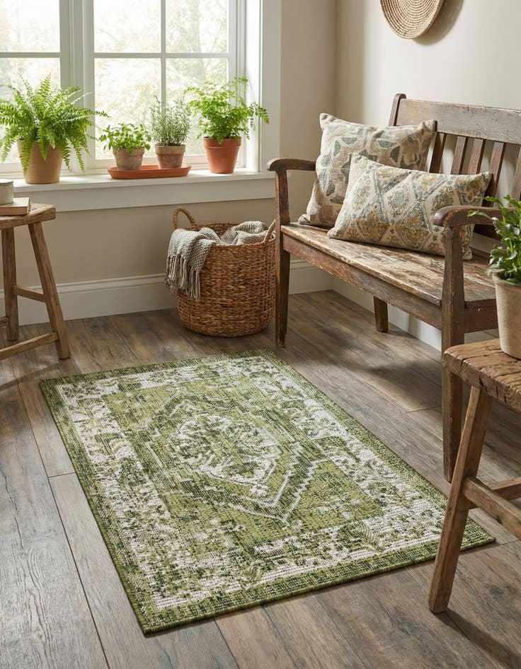 Detail image of 2' x 3'  Washable Traditional Indoor / Outdoor Rug
