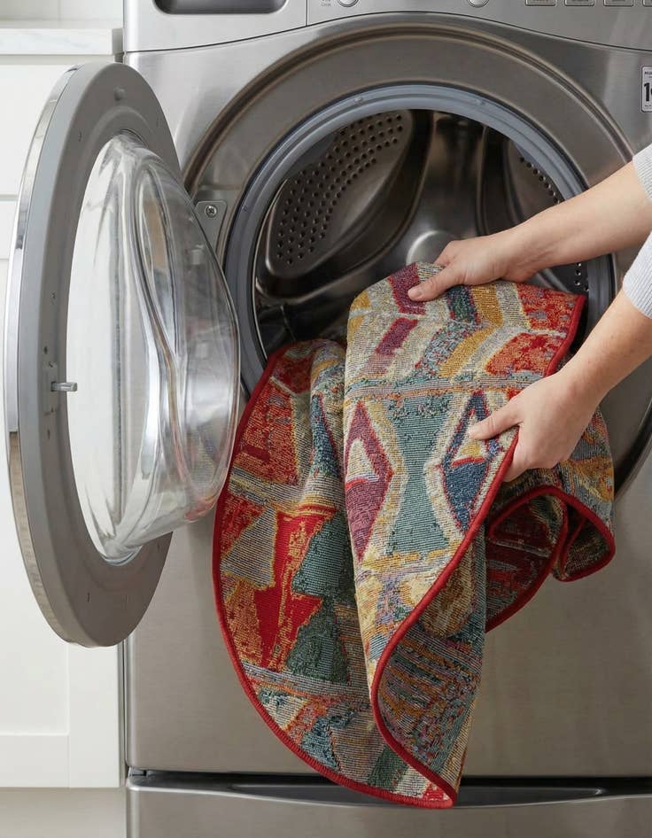 Detail image of  4' x 4'  Washable Modern Indoor / Outdoor Round Rug