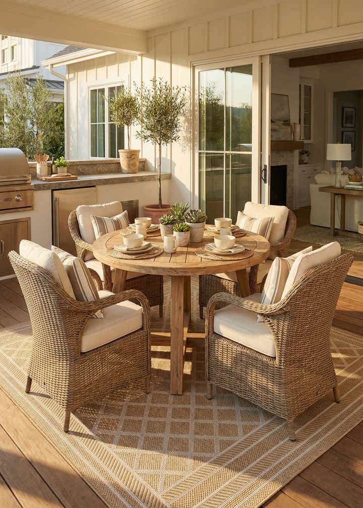 7' 10 x 7' 10 Easy-Clean Trellis Indoor / Outdoor Square Rug