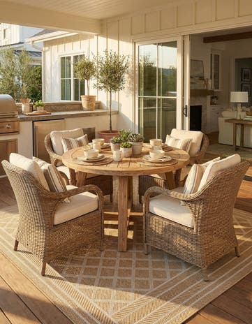 Natural Easy-Clean Lattice Indoor / Outdoor Square Rug