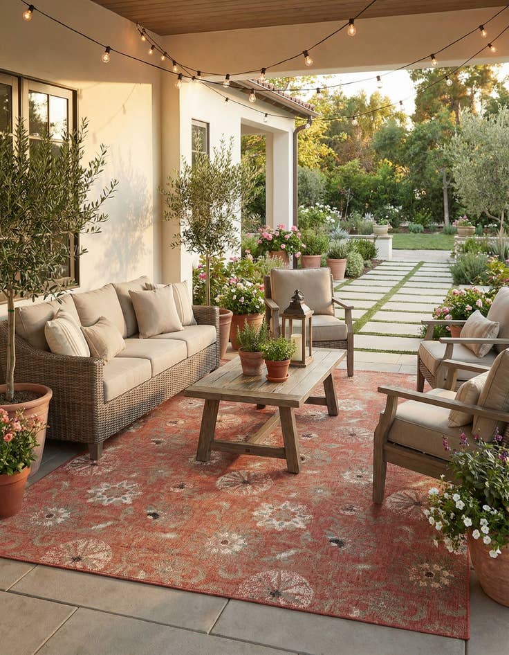 Detail image of 10' x 14' 2  Washable Botanical Indoor / Outdoor Rug