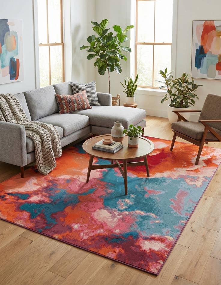 Detail image of  7' 10 x 10'  Washable Modern Indoor / Outdoor Rug