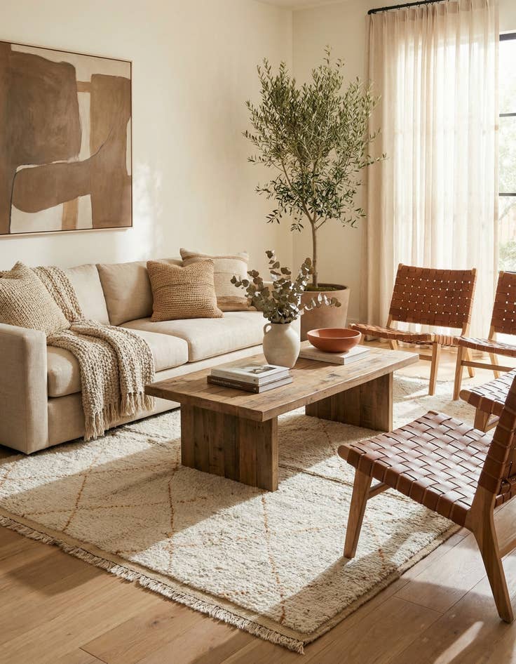 Detail image of 6' 2 x 9'  Hand Knotted Moroccan Wool Rug