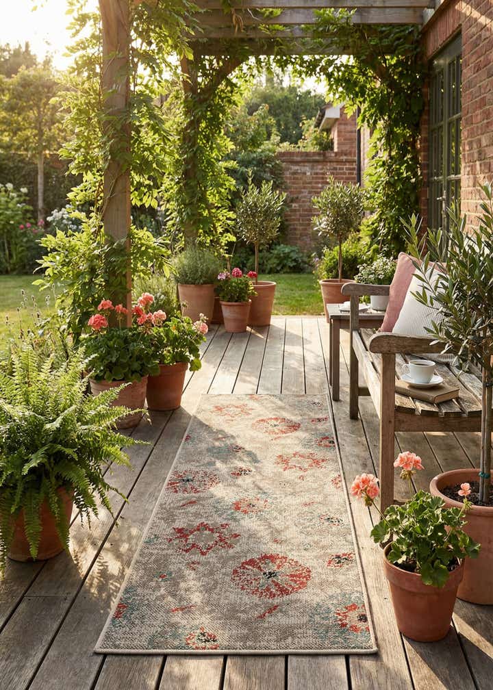 2' x 6' Easy-Clean Botanical Indoor / Outdoor Runner Rug