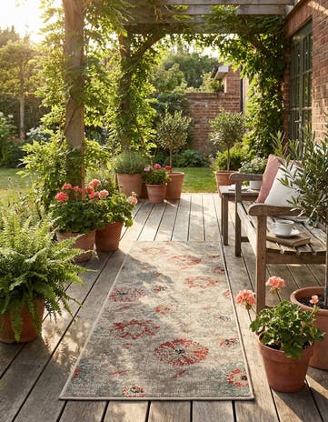 2' x 6' Easy-Clean Botanical Indoor / Outdoor Runner Rug