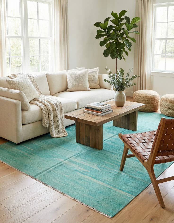 Detail image of 6' 8 x 9' 10  Hand Woven Kilim Modern Wool Rug