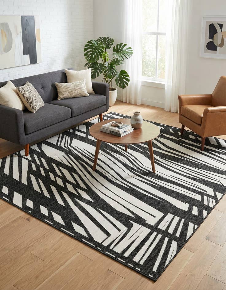 Detail image of 10' x 10'  Washable Modern Indoor / Outdoor Square Rug