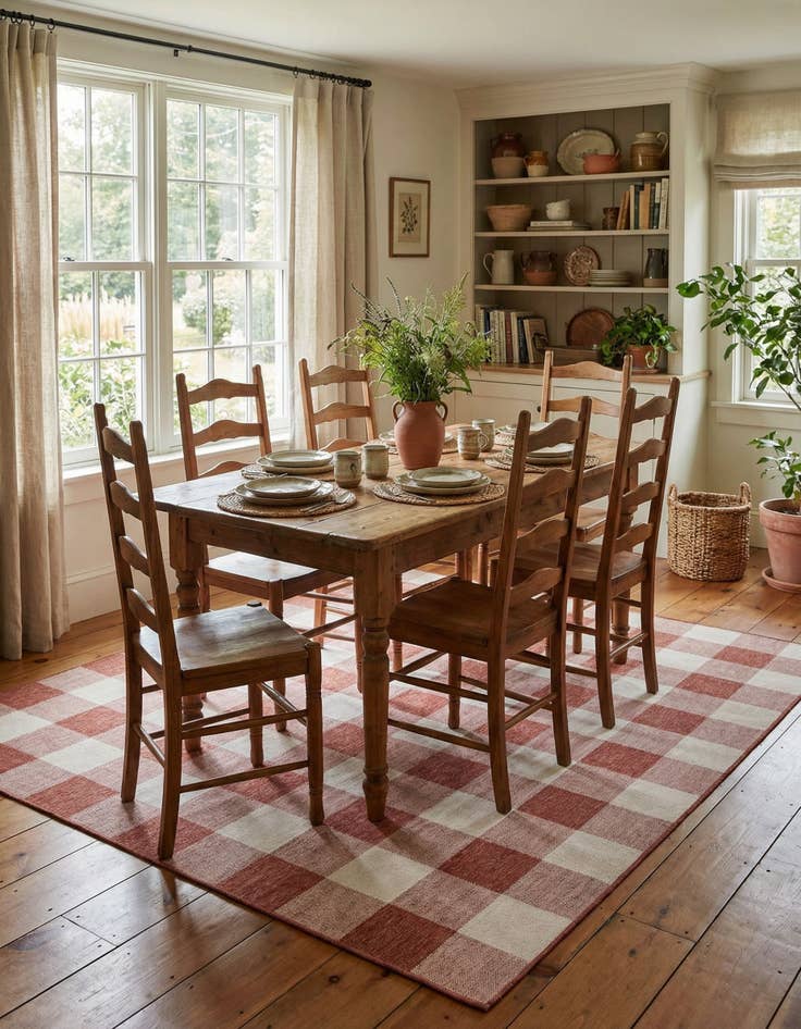 Detail image of 10' x 10'  Washable Checkered Indoor / Outdoor Square Rug